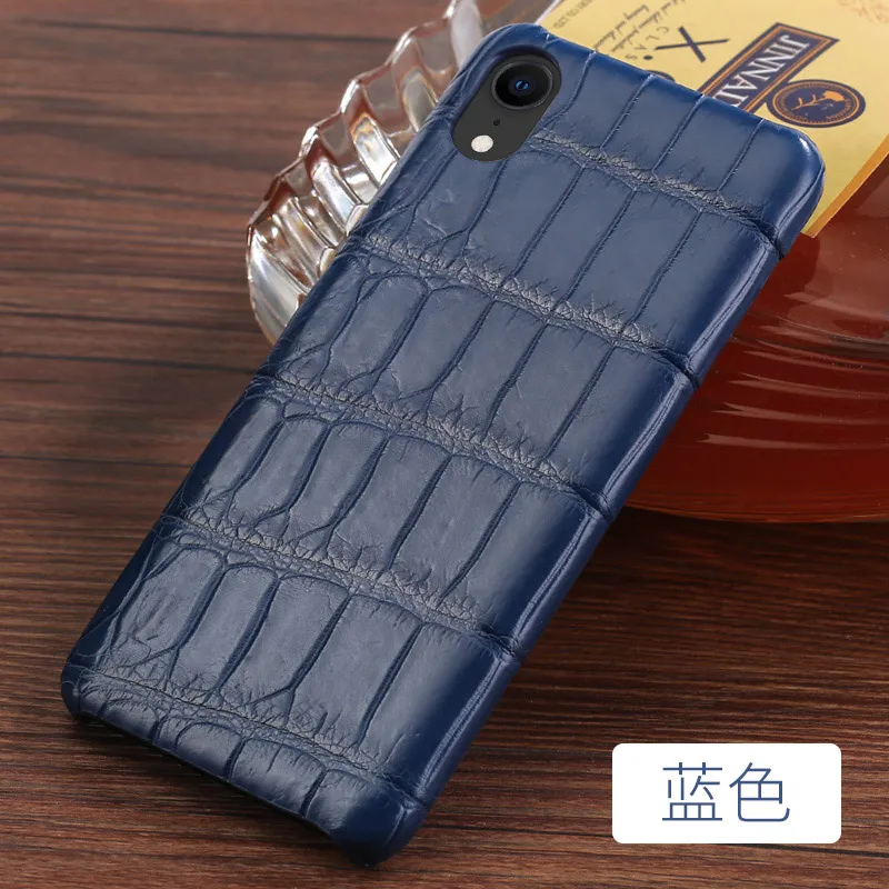 LANGSIDI крокодил Роскошный чехол для телефона из натуральной кожи для iphone 11 pro X XS max XR 6 7 8 8plus 5S SE чехол из натуральной кожи - Цвет: blue