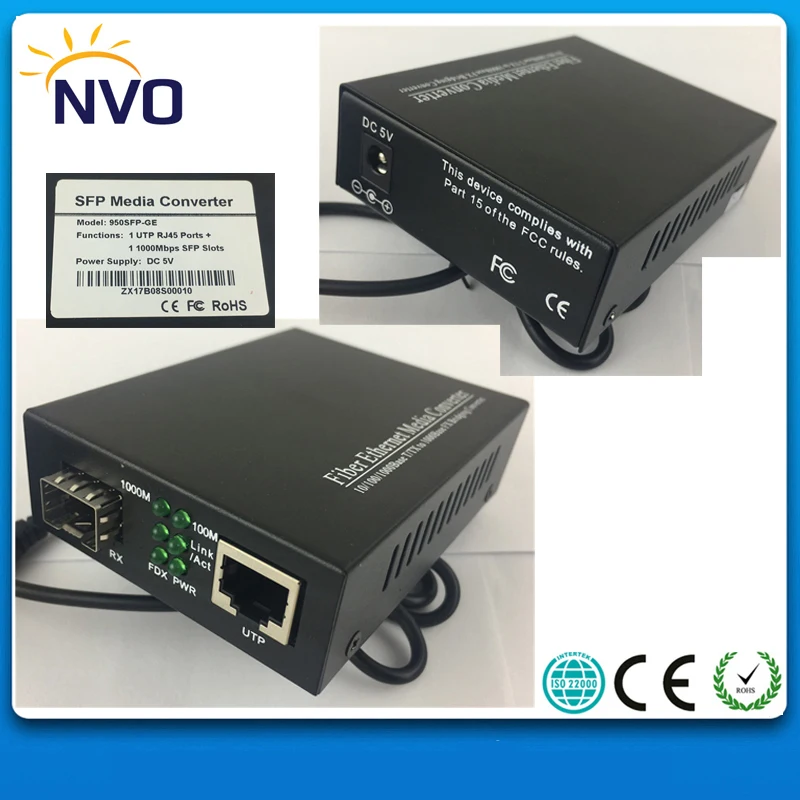 1000 м 1 RJ45 + гигабитный SFP порт Ethernet неуправляемый волоконно-оптический