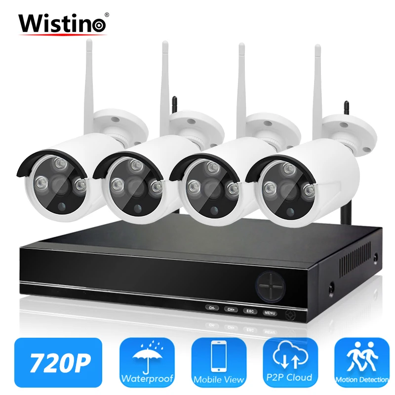 

CCTV Security System Kit HD 720P 4CH NVR Kit 4PCS WIFI IP Camera P2P Wireless Kits Metal Outdoor IR Night Vision Plug and Play