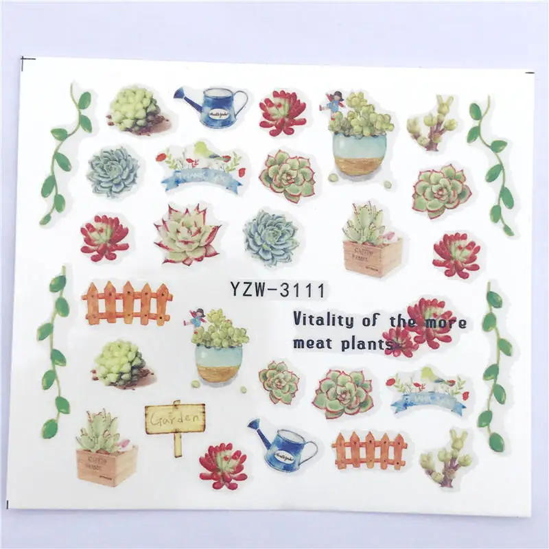 

FWC 2021 NEW Designs Colored Grass Water Transfer Sticker Nail Art Decals DIY Fashion Wraps Tips Manicure Tools