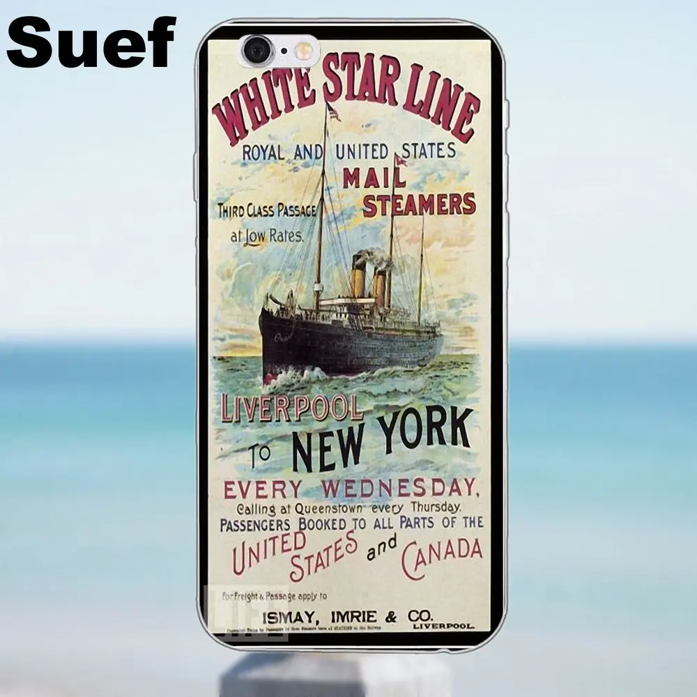 Suef TPU оптом для iPhone X 4 4S 5 5S 5C SE 6 6S 7 8 Plus Samsung Galaxy A3 A5 J1 J3 J5 J7 2016 2017 Titanic White Star Line|for