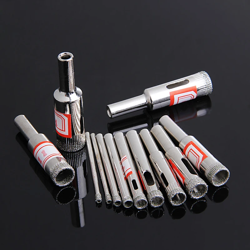 

11Pcs 3-14mm Diamond Coated Core Saw Hole Drill Tool Set For Glass Marble Tiles L22