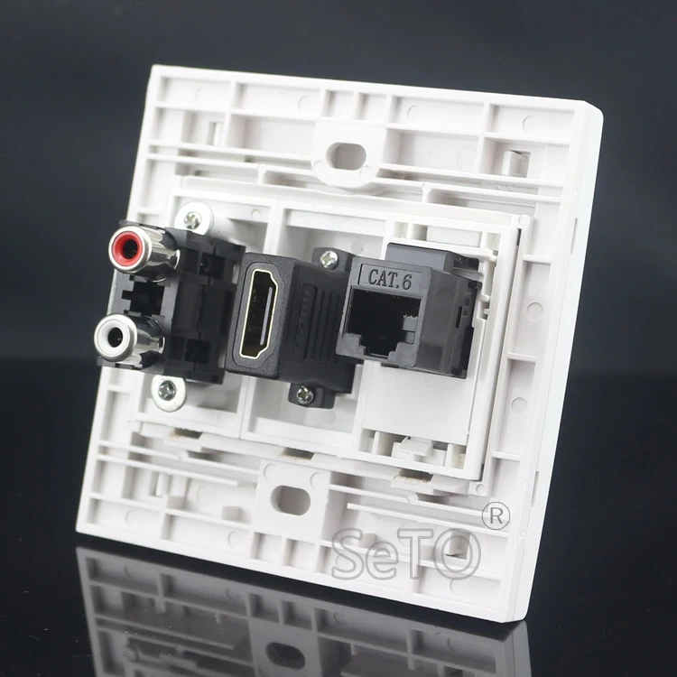 SeTo 86 Тип красный и белый аудио + HDMI Gigabit Cat6 сетевая настенная пластина гнездо Keystone