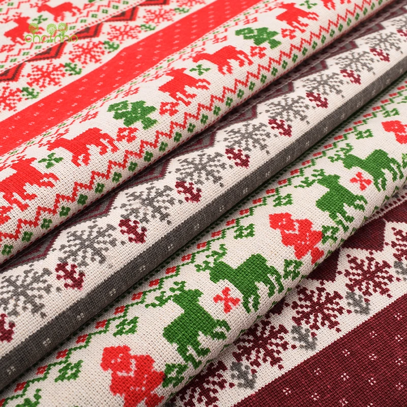 Chainho Рождественская серия напечатанная хлопчатобумажная льняная ткань для DIY