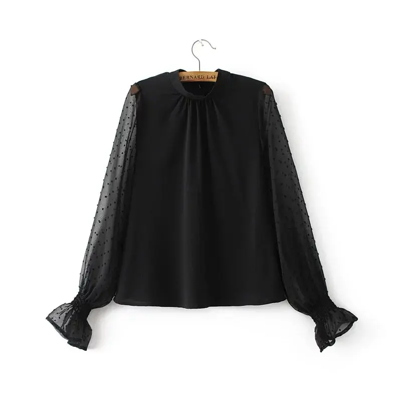 VOGUE! N Новый женский сексуальный прозрачный рукав однотонный черный/белый пуловер