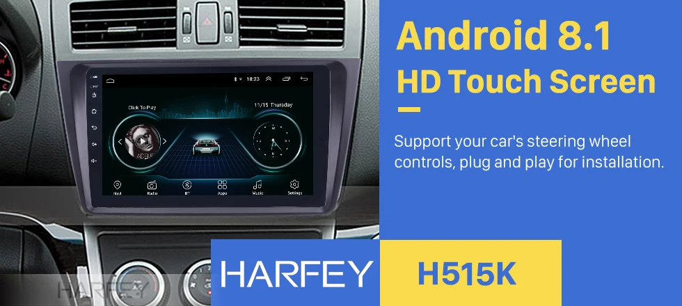 Harfey автомобильный мультимедийный плеер 9 дюймов gps автомобильный Радио Android 8,1 2DIN для Mazda 6 Rui wing 2008 2009 2010 2011- резервная камера