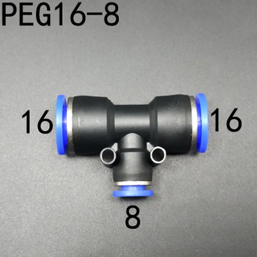 

16-8-16mm Tee 3 Way Platic Push In to Connect One Touch Fitting Pneumatic Air Adapter