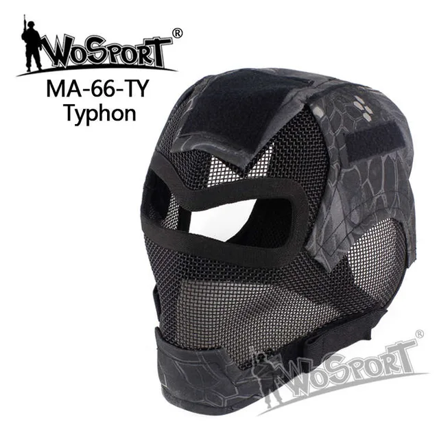 MA-66-TY WoSporT Пейнтбол защитные маски для лица металлическая сетка покрытие для лица большое видение Рогатка военный пистолет Пейнтбол спортивные аксессуары - Цвет: MA-66-TY