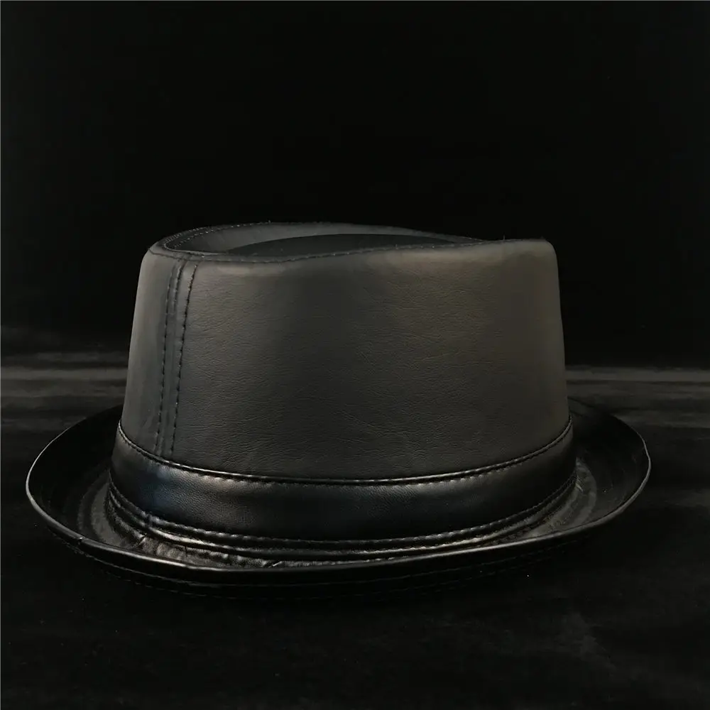 Мужская черная шляпа со свиным пирогом для папы кожаная Fedora модная мужская