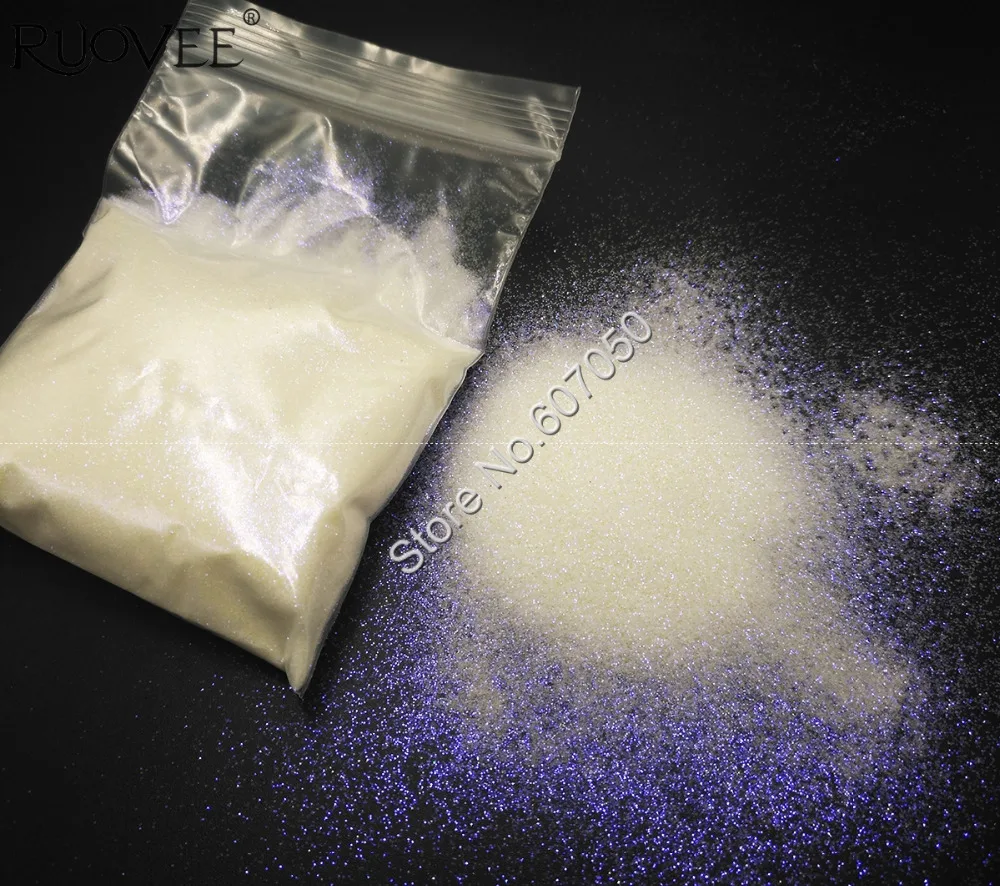 

0.2MM008inch White Color Nail Glitter with Purple Light Tints Shining Dust Powder for Nail Art DIY Glitter Craft Decorations