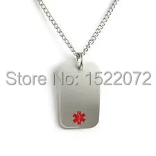 

Новая мода, низкая цена, медицинская бирка для собак, ожерелье, недорогая, сделанная на заказ, нержавеющая сталь, предварительно гравированная Красная бирка для собак FH890028