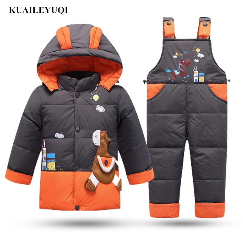 Новинка 2019 зимняя детская одежда комплекты с курткой пуховиком штаны куртка