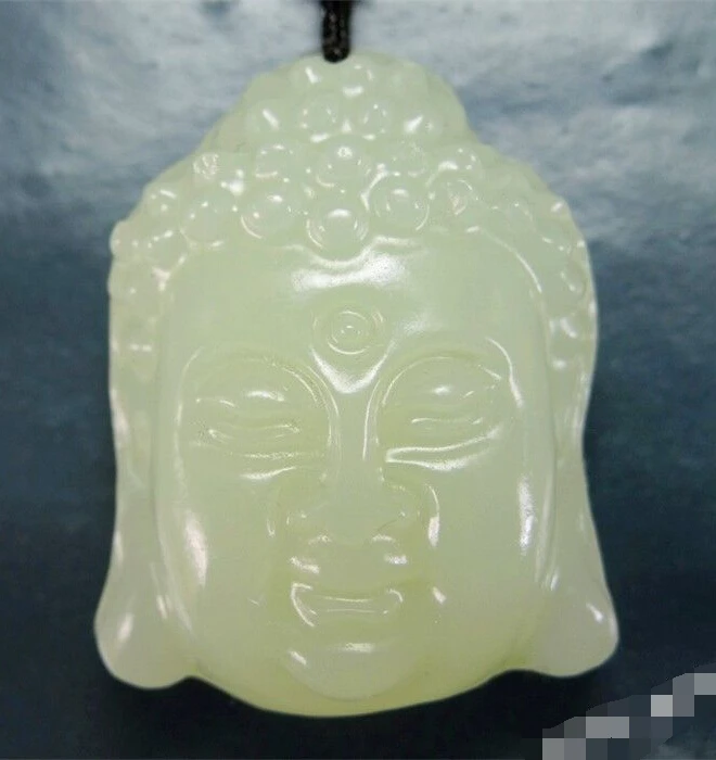 Ddh002191 Ручной Резьбой Голове Будды подвески светло-Зеленый природный jade Pendant