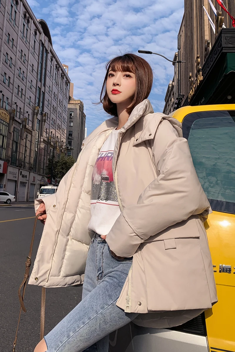 2019 new winter jacket and coats women casual loose Korean hooded outerwear female zipper fashion basic thick warm parkas mujer | Женская