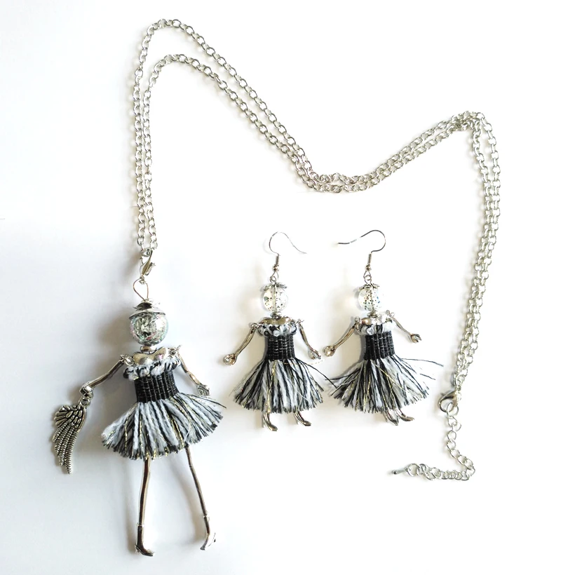 YLWHJJ Модные женские кукольные кисточки милый комплект из длинных ожерелий и серег