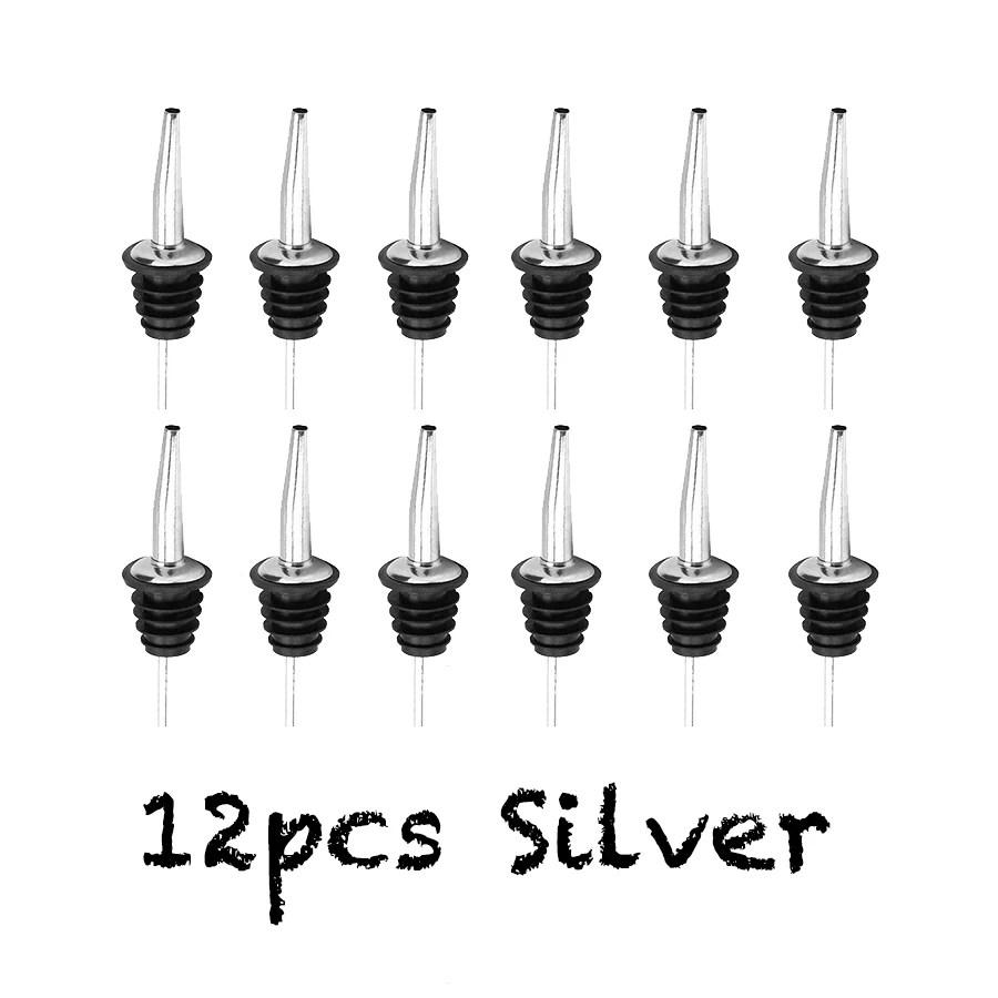 Silver set of 12 Вино Pourer Пробка бутылки Pourer Pourers для ликера Бутылка пробка с коническим носиком набор аксессуаров для бара 12 - Цвет: Silver set of 12