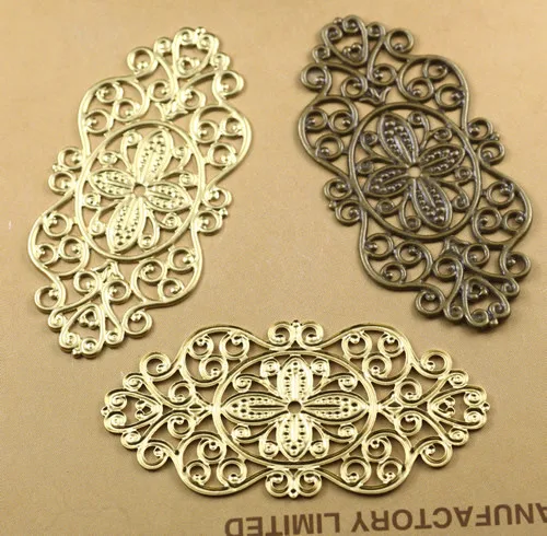 28*56mm antique bronze silver rose gold gun black Mixed Copper filigree flower charms and pendants jewelry making findings 50pcs | Украшения