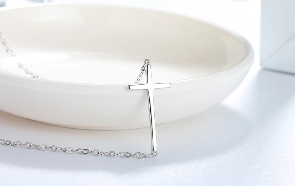 ORSA JEWELS подлинное Серебро 925 женское ожерелье подвеска в форме Креста 24 мм ширина Стерлинговое Серебрянное ювелирное ожерелье вечерние подарки OSN110