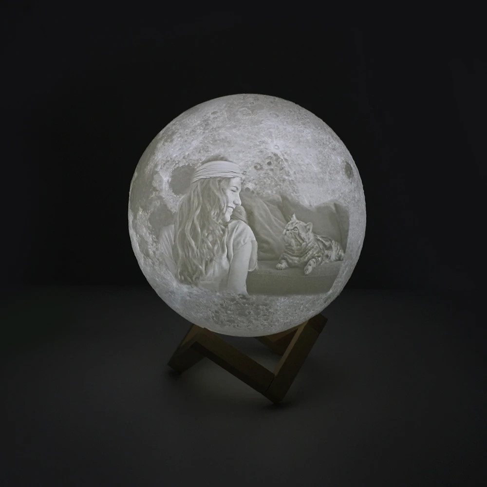 Изготовленная на заказ Лунная лампа 3D печать Луна фото текстовый узор на светильник светящаяся Лунная лампа сенсорный переменный цвет для Хэллоуина Рождества