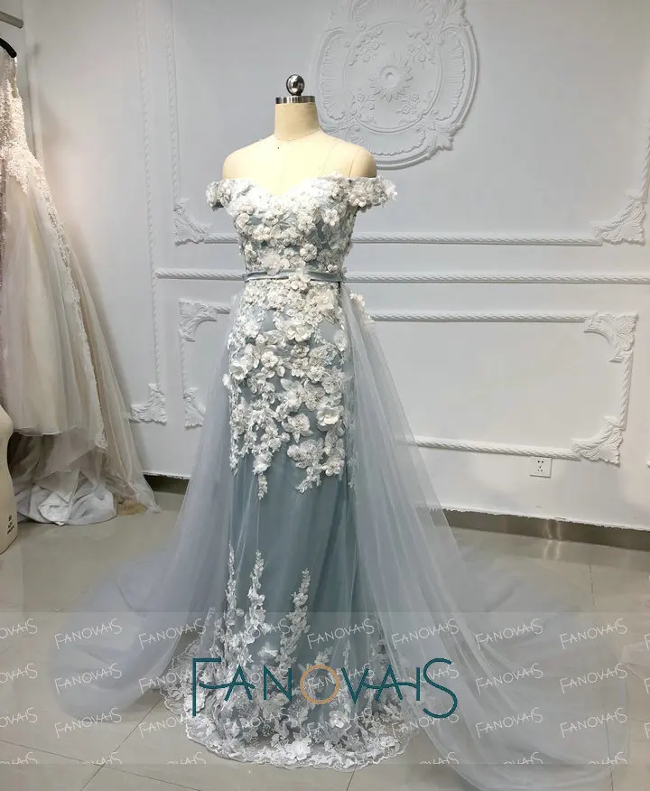 &quotСеро-синие вечерние платья со съемным шлейфом 2019 Vestidos De Fiesta длинные вечернее