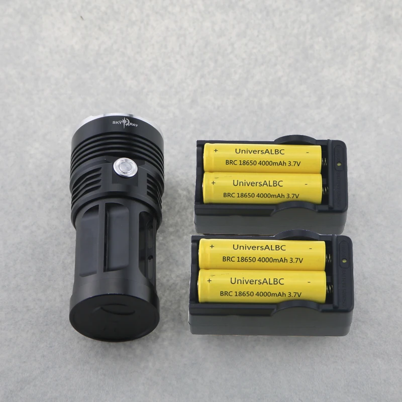 SKYRAY KING 6xcree XM-L T6 тактический светодиодный фонарик Охота туристический Кемпинг факельные фонари с 4x18650 Батарея+ Батарея Зарядное устройство