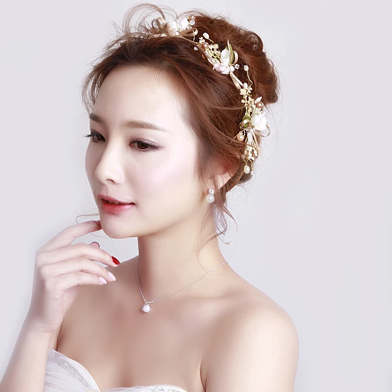 

Inlove New Arrival Elegant Bridal Headbands Handmade Flower Shape Pearl Wedding Hair Jewelry Women Hairbands Charms Accessories