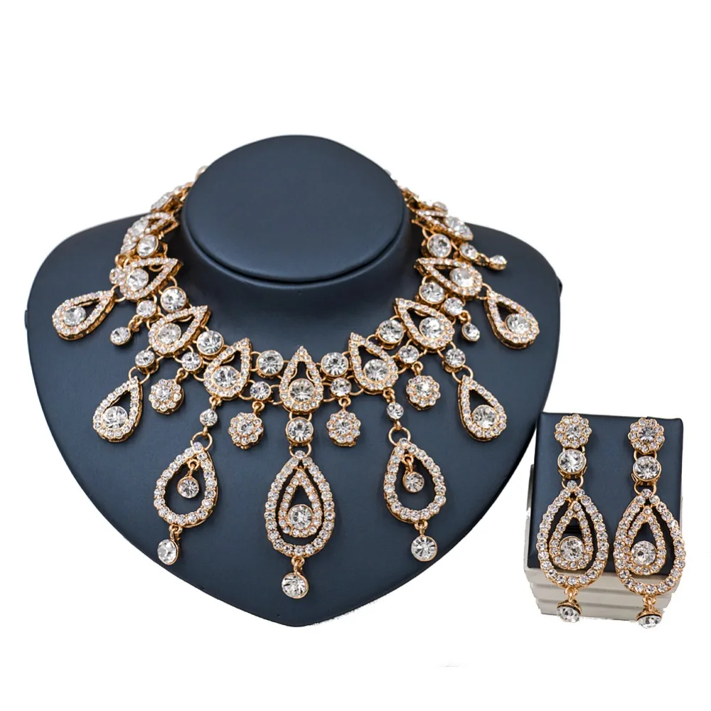 Женский комплект из колье и серёг золотистого цвета|necklace and earrings|india jewelrygold set |