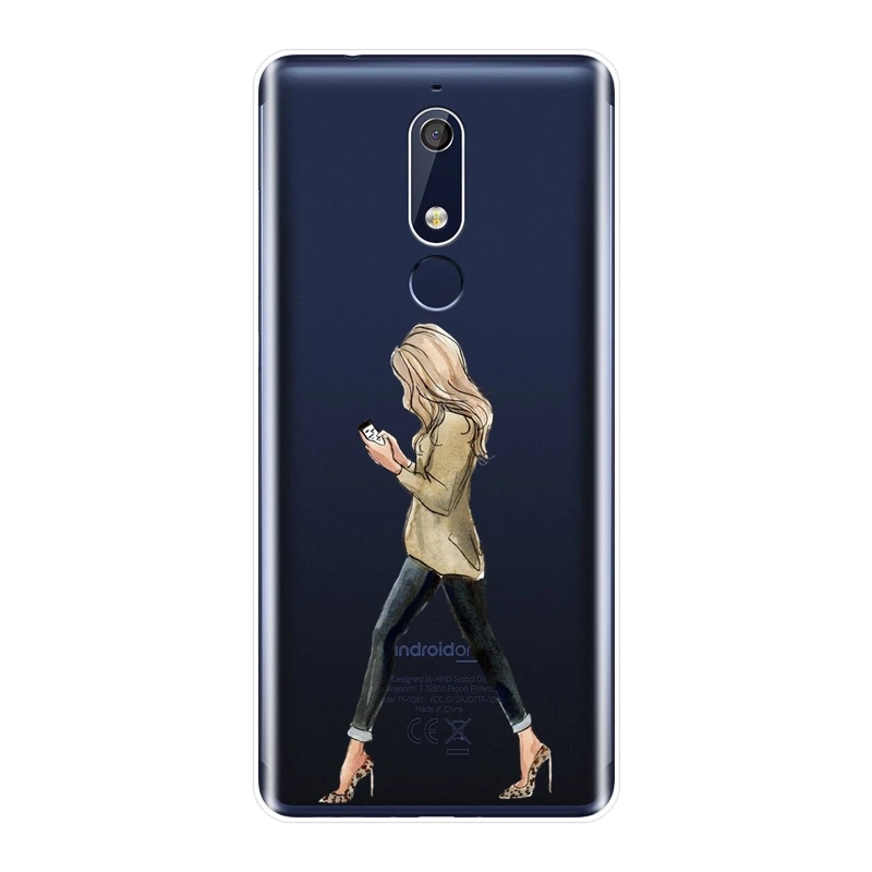 ТПУ черный чехол для девушки Путешествия женщины телефон Nokia 7 1 6 5 3 Plus Мягкий