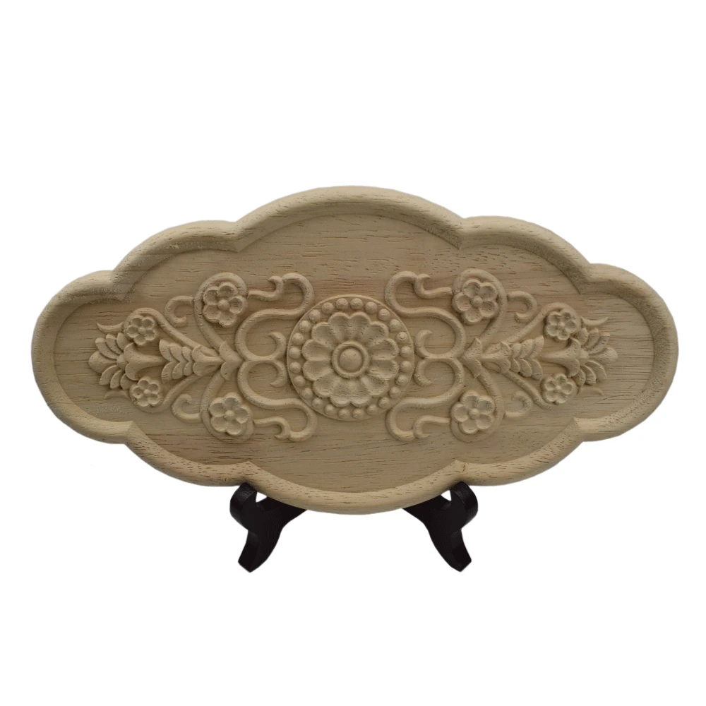 

Wood Carved Corner New Delicate Onlay Wooden Applique Unpainted Furniture Decorative Figurines Wooden Miniature Home Accessories