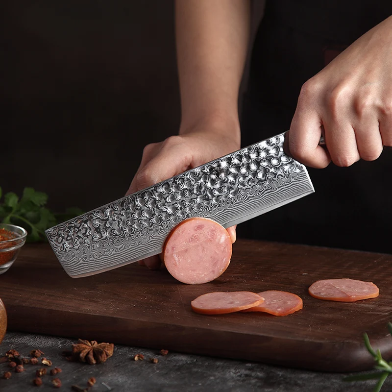 XINZUO 7 ''нож из дамасской нержавеющей стали кухонные ножи накири столовые приборы идеально подходят для нарезки кубиками мясорубки Палисандр Ручка