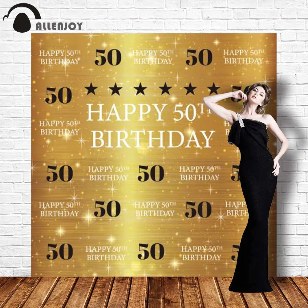 Allenjoy фото фон роскошный золотой 50-й день рождения Блестящий Фон фотобудка для