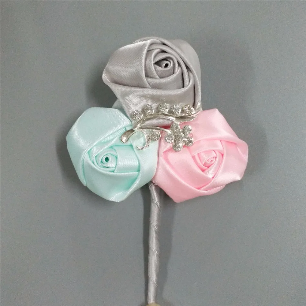 WifeLai-A 100% Handmade Silk Rose Wedding Corsage Diamond Accessories for Bride and Groom Color Optional XH205 | Свадьбы и торжества