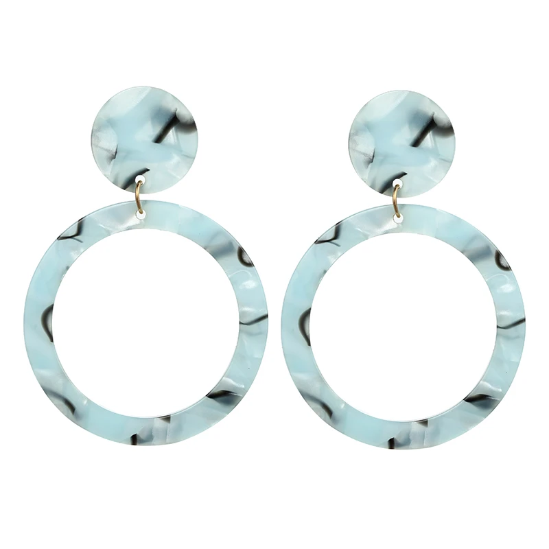 ez251b Women's Earrings Fashion Korea Acrylic Leopard Pattern Bohemian Charm Geometric Drop Earrings for Girls Jewelry Gifts New - Окраска металла: ez251b
