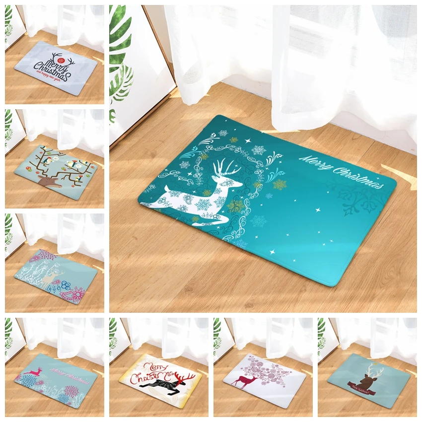 40x60cm/50x80cm Christmas Deer Pattern Carpet Door Mats Doormats Outdoor Kitchen Bathroom Living Room Floor Mat Rug | Дом и сад