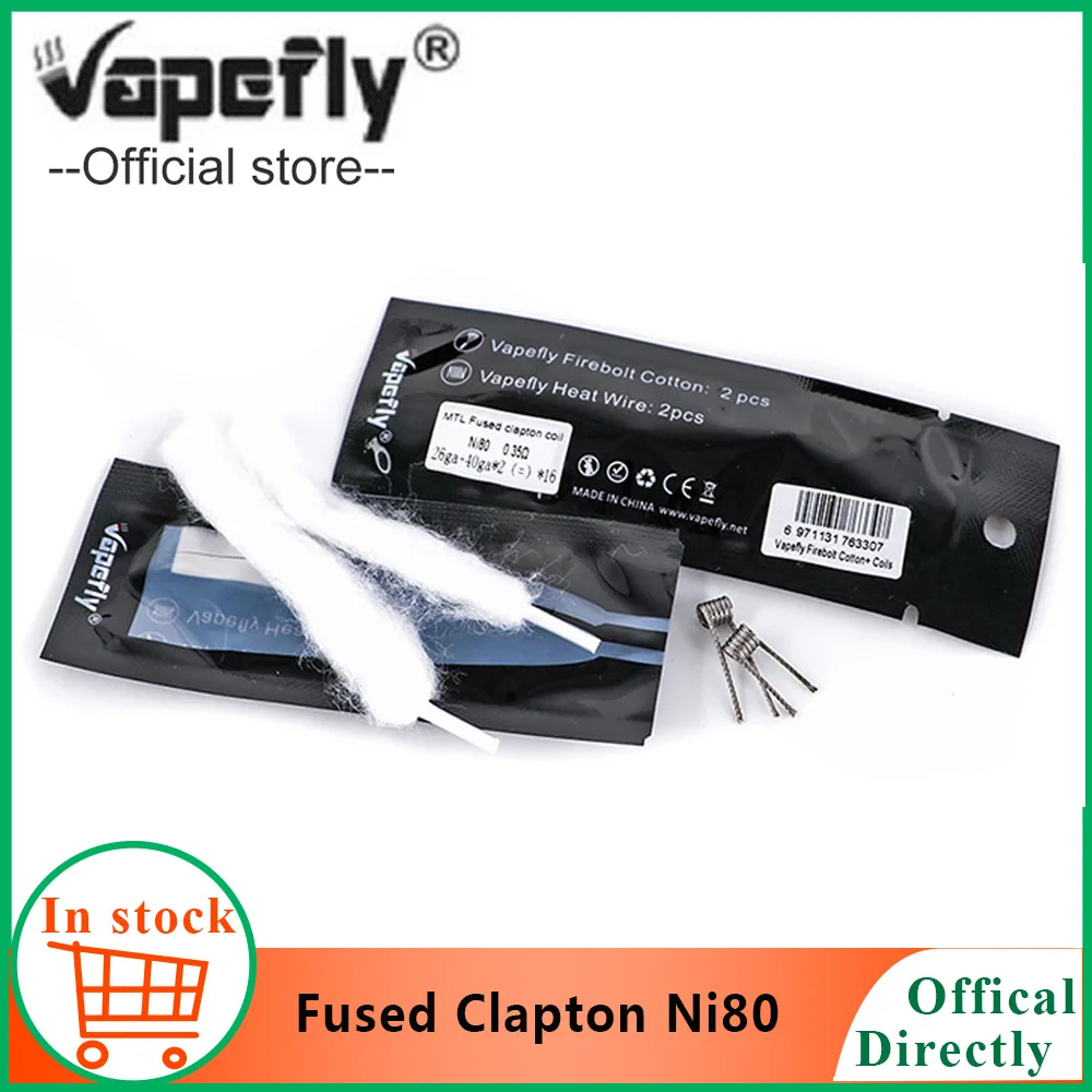 Vape катушка Vapefly Плавленая Clapton Ni80 0.35ohm с Firebolt хлопок для RTA RDA электронная сигарета