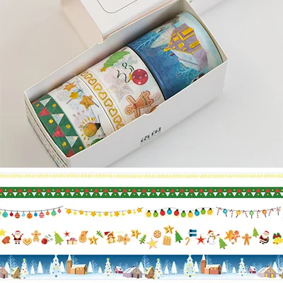 5 шт./кор. Золотой рождественскую ночь лента washi для художественного оформления ногтей, ручная работа для скрапбукинга изоляционная лента клейкая лента - Цвет: 04