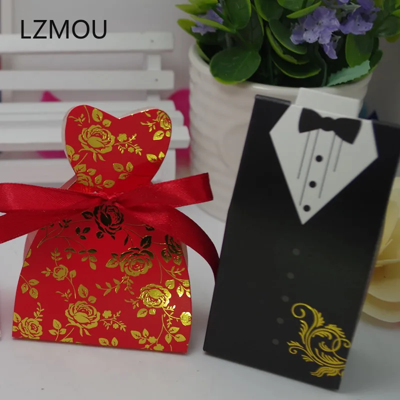 10 шт. Свадебная коробка конфет платье для невесты и жениха смокинг вечерние НКИ с