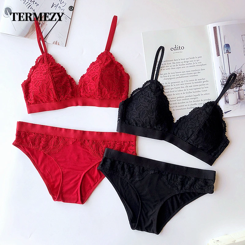 

New Young Girl Seamless Vest Bra Set High Quality Underwear Set Sexy Lace Lingerie Cotton panties and bra set pink vs intimates