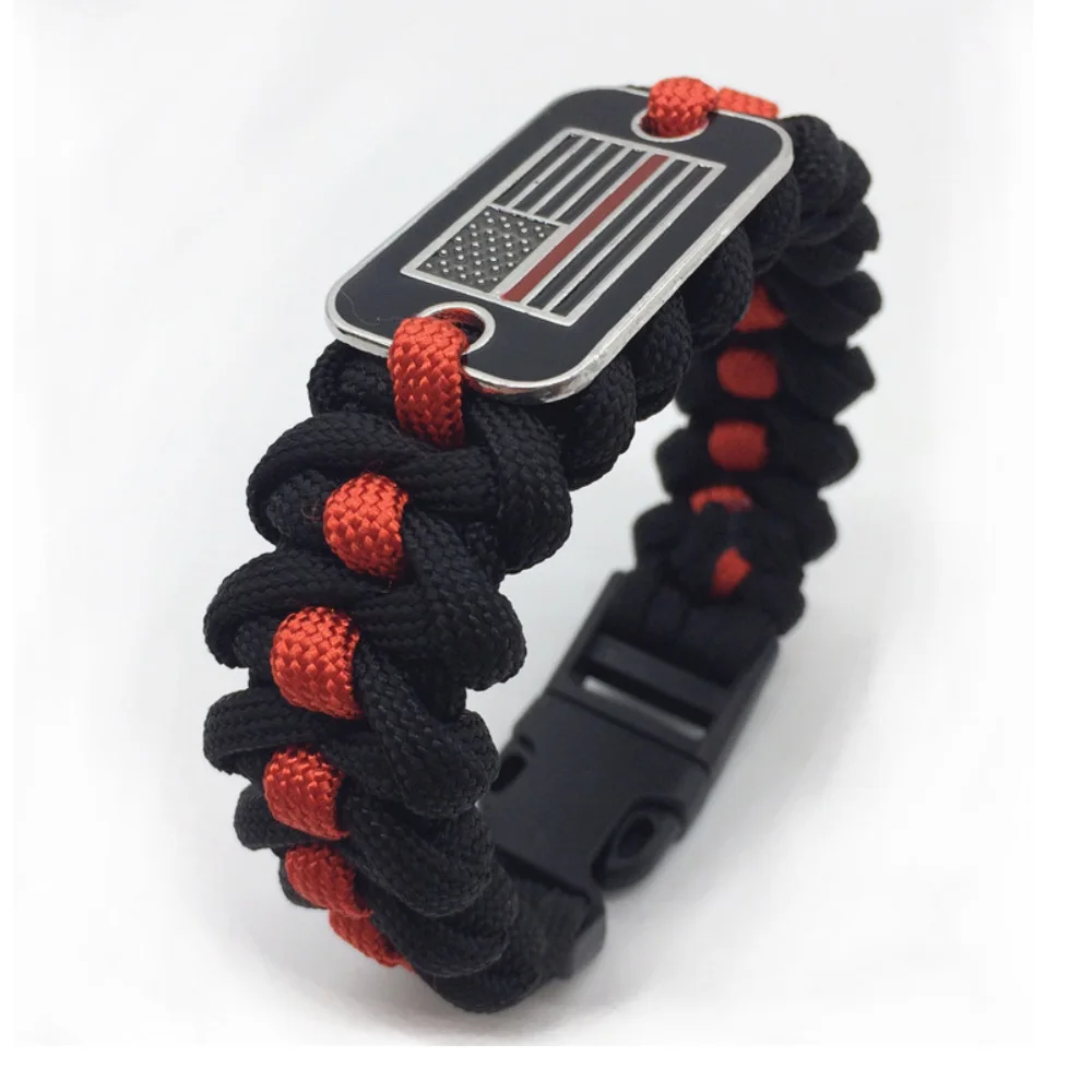 Оптовая продажа с завода тонкая синяя линия флаг США плетеный Паракорд браслет