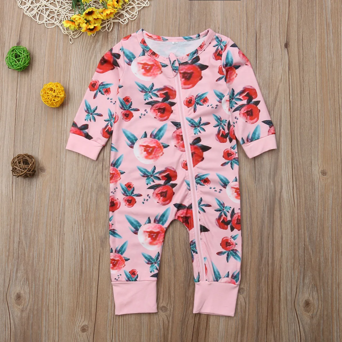 Для новорожденных мальчиков и девочек милый комбинезон 2 Стиль Цветочный принт
