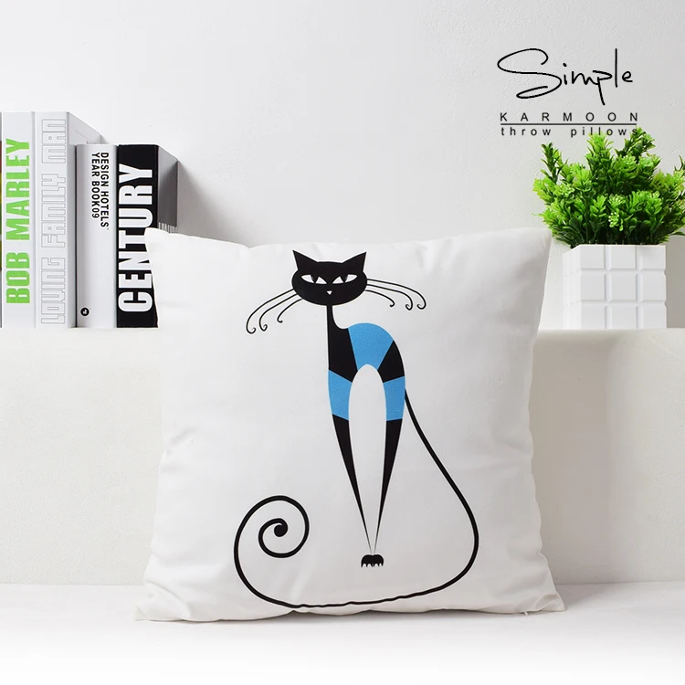 

Cat pillow cover, Creative cartoon cat owl Small fresh Short plush throw pillow case pillowcase