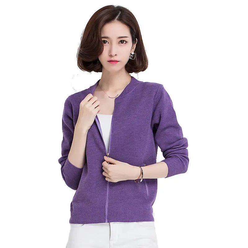 VANGULL 2019 Autumn Winter New Casual Women Knitting Sweater Cardigans zipper solid O-neck Long Sleeve Short sweater Outerwear |