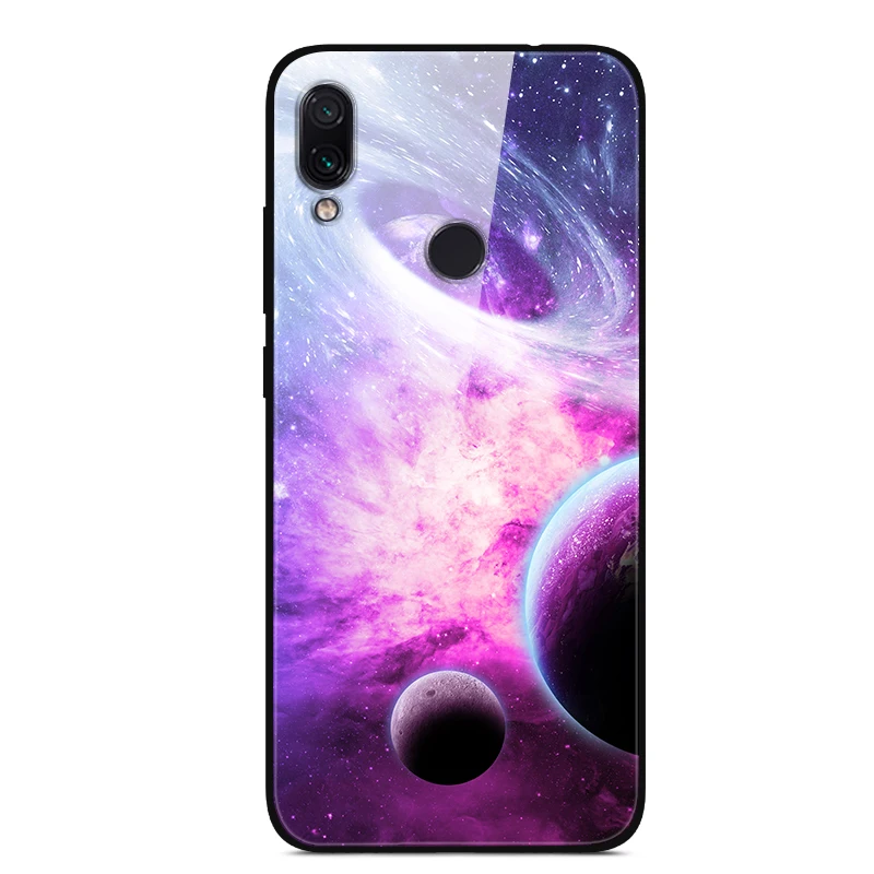 Чехол из закаленного стекла для Xiaomi Redmi 7, чехол с изображением планеты космоса, стеклянный чехол для задней панели, чехол для Xiaomi Redmi 7, чехол для Redmi 7, Redmi7, 6,26 дюйма