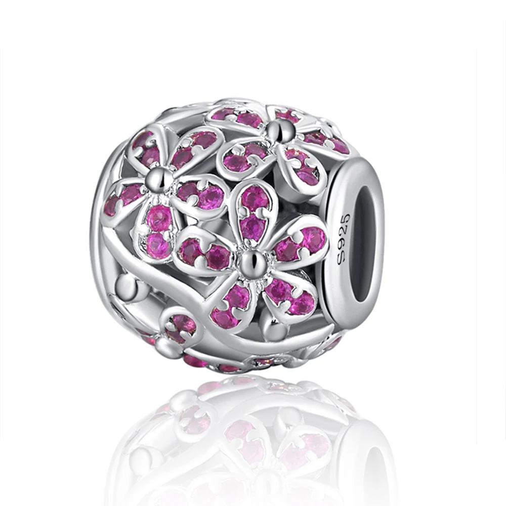

Hot Sale Silver Color Charm Bead Fashion Rose Red Daisy Crystal Beads For Original Pandora Charm Bracelets & Bangles Jewelry