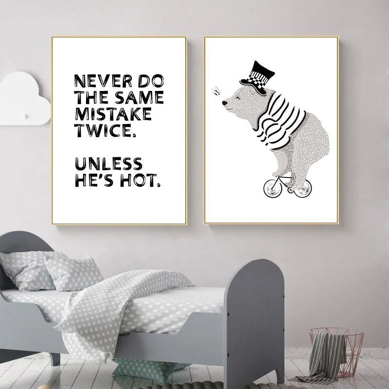 Художественные постеры в виде медведя и зайца Детские с героями мультфильмов