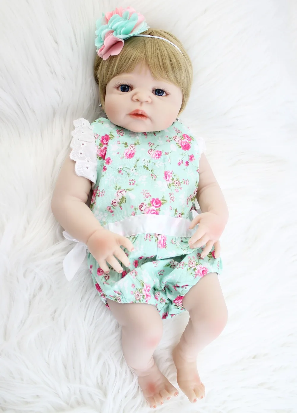 55 см полный силикона Reborn Baby Doll как настоящие виниловые сладкий Новорожденный