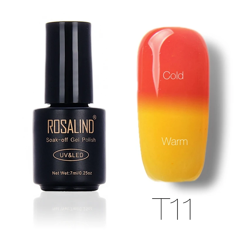 T11 ROSALIND, 7 мл, меняющий температуру, лак для ногтей, отклеивается, лак для ногтей, гель, УФ-лампа для сушки, Термальный цвет, акриловая краска, верхнее Базовое покрытие - Цвет: T11