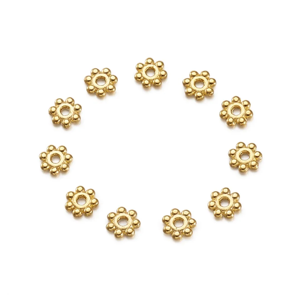 

500pc Tibetan style Golden Flower Beads Spacers DIY Bracelets Earrings Jewelry Making Lead Free & Cadmium Free 4x1.5mm;Hole: 1mm