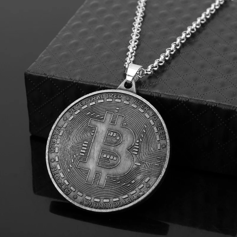 Новый дизайн античное ожерелье с подвеской в виде биткоина модные европейские