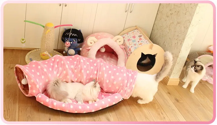 Petshy новые туннельные трубы для домашних животных кошачьи кровати домик складной котенок собака Bleeping мешок забавный щенок кошки длинный туннель играть игрушка с мячом
